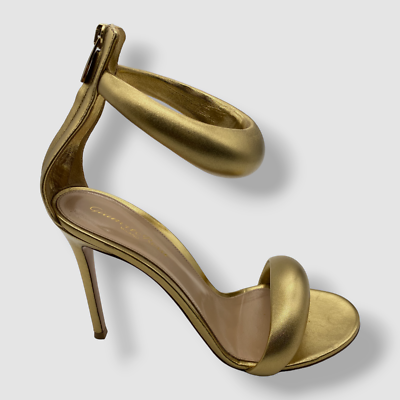 $925 Gianvito Rossi Women's Gold Bijoux Leather Stiletto