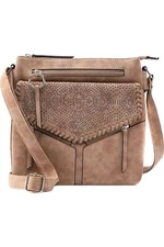 Violet Ray Double Compartment Laser-Cut Crossbody Cognac