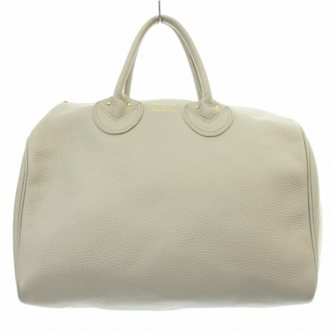 YOUNG & OLSEN LEATHER BOSTON BAG HANDBAG LOGO GREY SR19 Used 