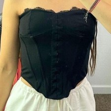 White Fox Black Strapless Corset Top