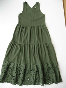 tiered knit maxi dress with eyelet trim