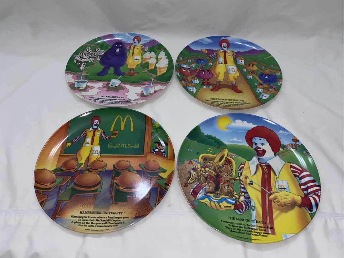 80' McDonald's Plastic Plate×4 マクドナルド絵皿 MCDONALDS PLATES