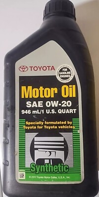 Toyota Genuine Lexus Motor Oil (For Gas Engines) SINGLE QUART ONLY 0W-20 SEALED 