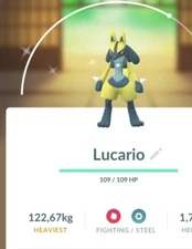 Pokémon Go- Shiny Lucario- trade Registered Or 30 Days