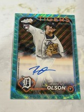 Reese Olson 2024 Topps Chrome Auto Aqua Wave Refractor 157/199 Rookie Tigers MLB