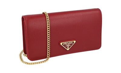 PRADA Move Leather Mini Shoulder Bag / Handbag - Red Gold NEW