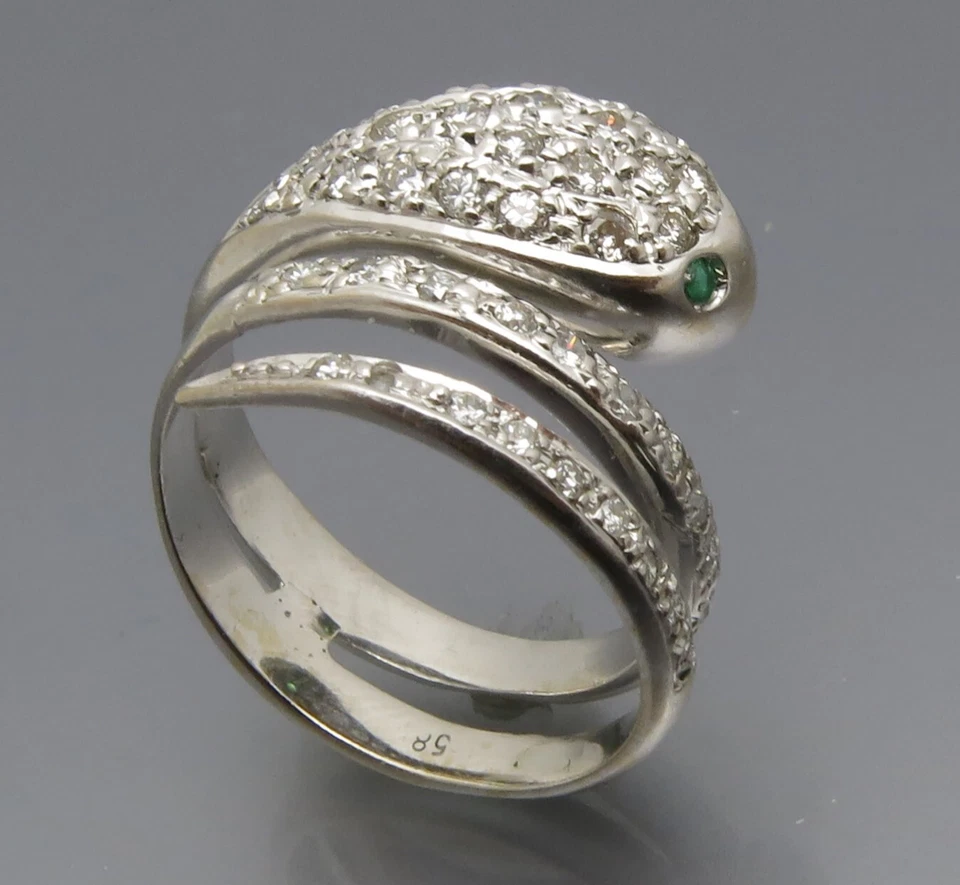 REIF-DESIGN - SCHICKER SCHLANGEN RING - BRILLANTEN UND SMARAGDE  - 585 GOLD - Bild 3 von 4