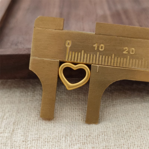 Pure 999 24K Gelbgold Lucky Heart Anhänger mit 18K O Link Halskette 17,9 Zoll - Bild 5 von 6