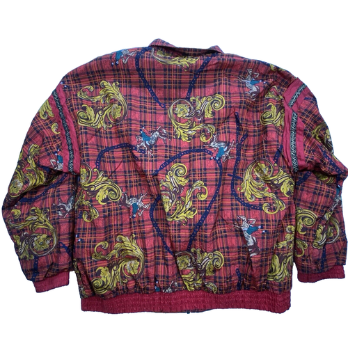 Vintage Sports Accent Windbreaker Womens P/L Red Plaid Equestrian Full Zip Y2k - Picture 9 of 10