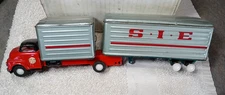 SSS Japan tin toy semi double trailer truck vtg toy  11"  S.I.E
