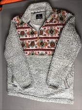 Simply Southern Sherpa Fleece Women Large Gray 1/4 Zip Pullover Oversized