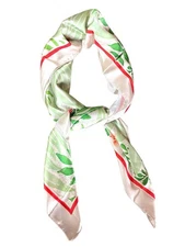 Women's Scarf Square I Satin Silk Printed Scarves Off white & light green