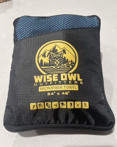 Wise Owl Outfitters Microfiber Camping Towel 24x48 Blue Lightweight w/ Bag