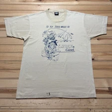 Vintage 90s Smoke a Camel Gulf War Military Funny T-Shirt USA Made - Size Large