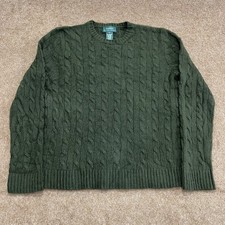 Lauren Ralph Lauren Men s Cable Knit Crewneck Sweater M Dark Green