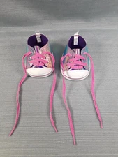 BAB Build a Bear Workshop Iridescent Rainbow Sneakers Shoes Pink Laces