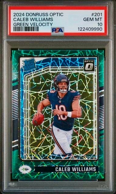 2024 Donruss Optic Caleb Williams #201 Green Velocity Prizm ROOKIE RC PSA 10 GEM