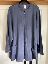Gillian Grey Women s Blue Linen Jacket Size 2...