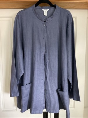 Gillian Grey Women s Blue Linen Jacket Size 26