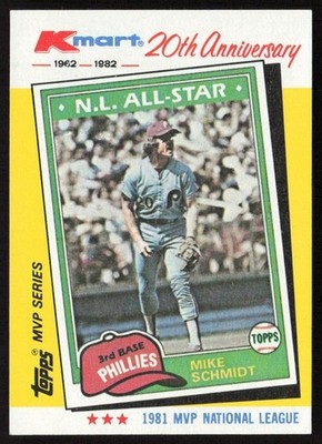 1982 Topps Kmart 20th Anniversary AL & NL MVP's Mike Schmidt #41 Phillies