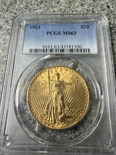 Pcgs 1913 $20 Gold Saint Gaudens MS63