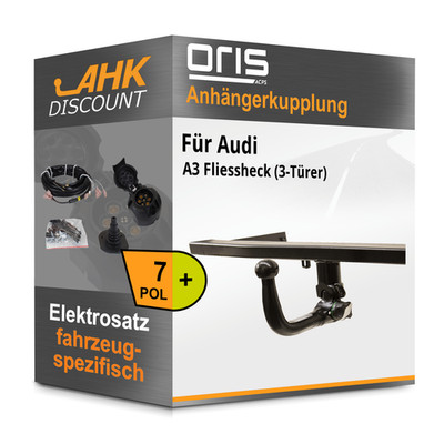 Für Audi A3 Fliessheck 08- ORIS Anhängekupplung abnehmbar + 7polig E-Satz AHK