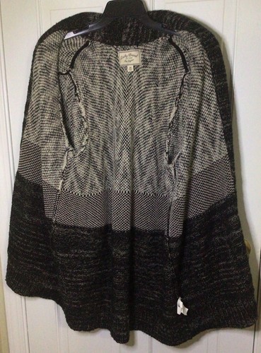 Lucky Brand Open Front Cardigan Sweater Womens Size 3X Black Gray Wool Blend - Picture 3 of 24
