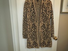 JM Collection Long Open Style Jacket-Animal Print- Size S