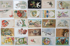 Antique POSTCARD Lot 50 Flower Greetings Holi...