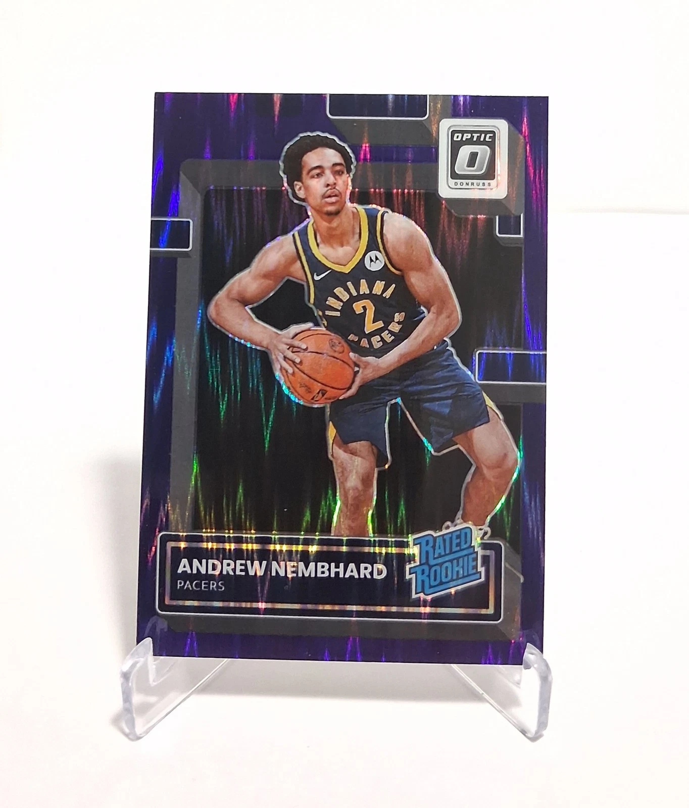 Andrew Nembhard 2022-23 Panini Optic Purple Shock Rated Rookie #230 Pacers
