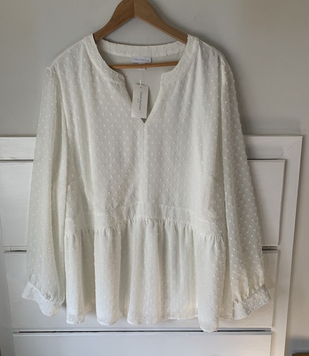 Charter Club Plus Size 4X IVORY dotted swiss PULLOVER Top blouse NWT