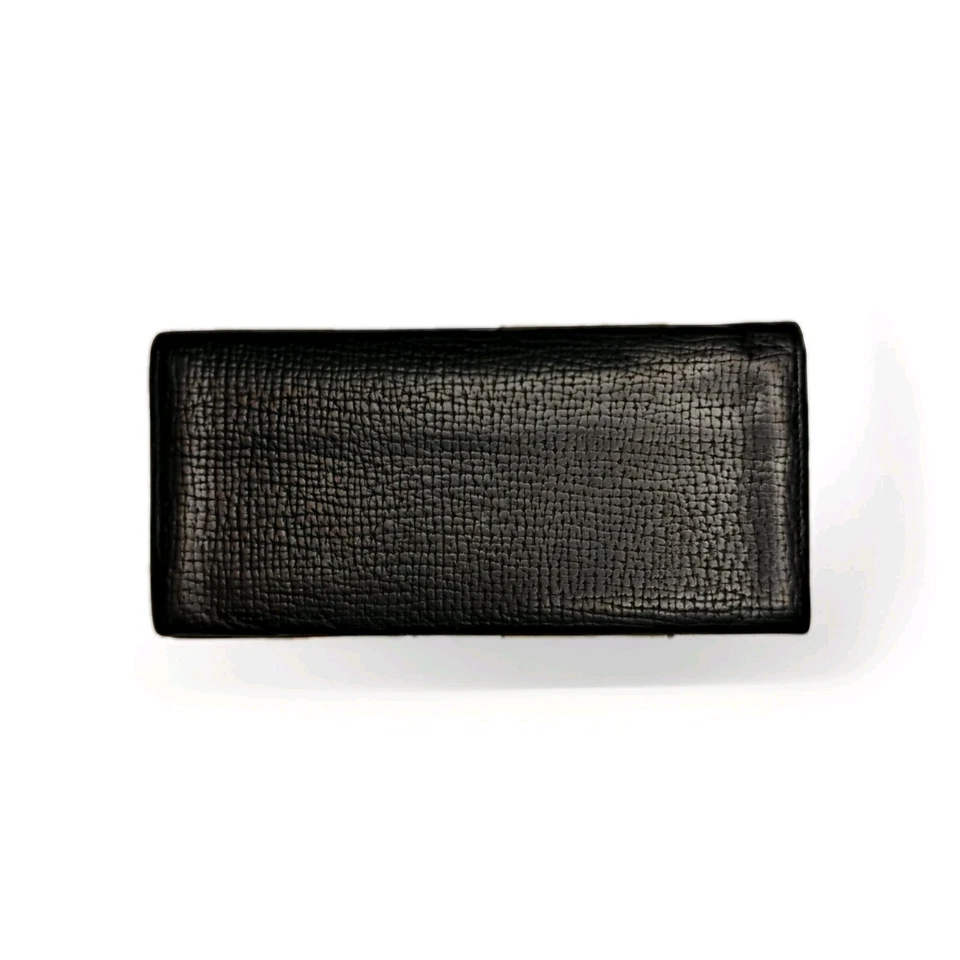 Cartera de Colección Burberry Continental Larga Doble Pliegue Cuero Guijarro Negro Hombres Mujeres Foto 4 de 4