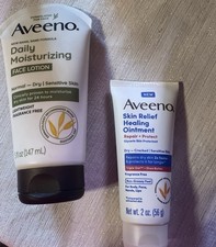 Aveeno Daily Moisturizing Face Lotion + Skin Relief Healing Ointment Bundle Lot