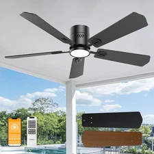 Ceiling Fans with Lights, Black Low Profile Ceiling Fan with Remote Cont