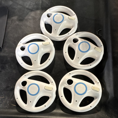 Nintendo Wii Wheel Steering Wheel Controller Attachments Lot of 5 White/Blue