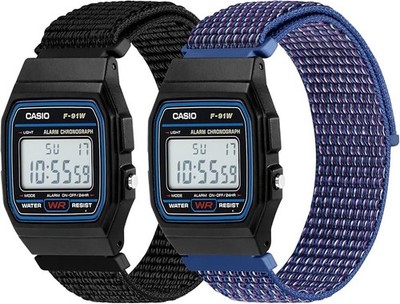 2 Pack Nylon Bands Compatible with Casio F-84/F-91W/F-94/A158/A168, Casio F-105/
