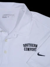 Nike SOUTHERN COMFORT LIQUOR polo shirt mens XL WHITE PERFORMANCE GOLF 637167