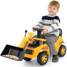 Kids Ride on Bulldozer w/Adjustable Bucket Engine Sound Excavator Digger Toy