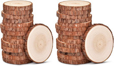 4.3-4.7 Inch Unfinished Natural with Tree Bark Wood Slices 30 PCS Natural round