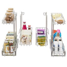 2 Tier Under Sink Organizer 11" W X18 D, Pull Out Cabinet Organizer One Remov...