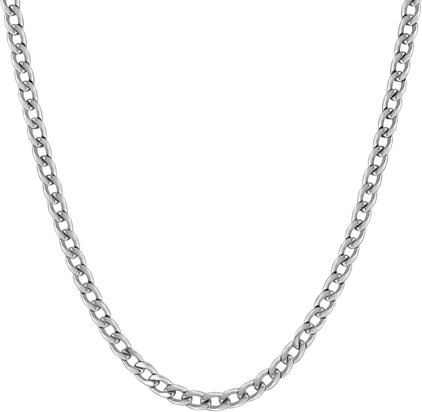 Silver Chain for Men Stainless Steel Men'S Necklaces Chain Cool Diamond Cut Cuba