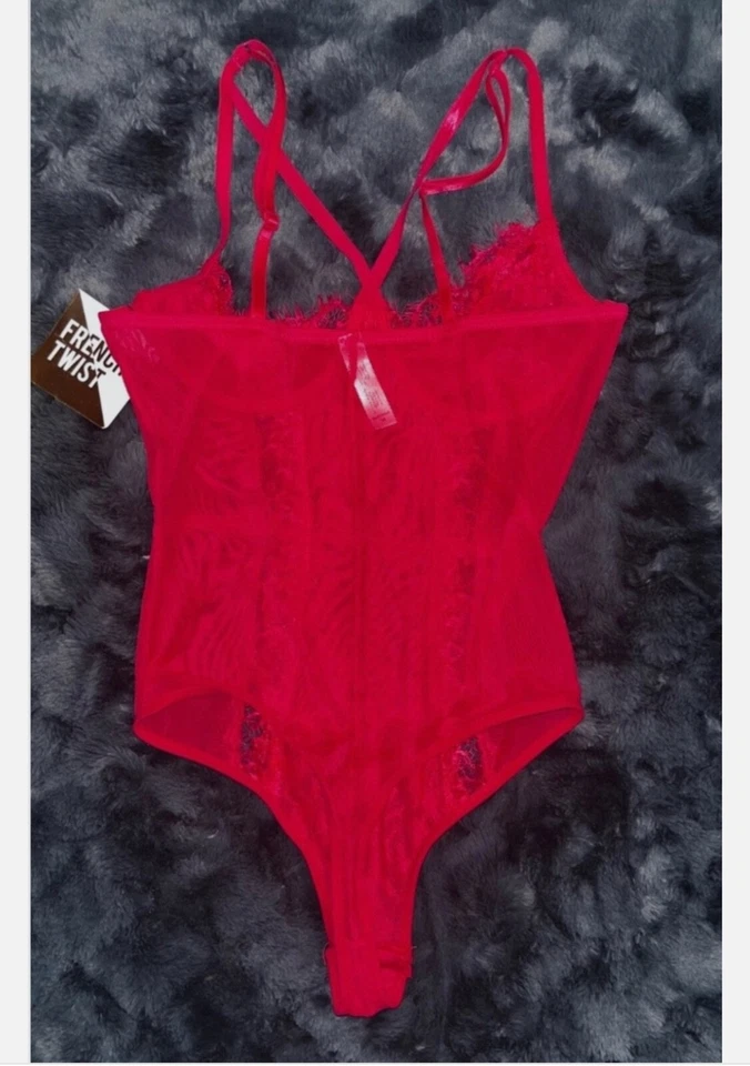 Peluche de encaje fucsia sexy French Twist talla M nuevo con etiquetas Foto 4 de 4