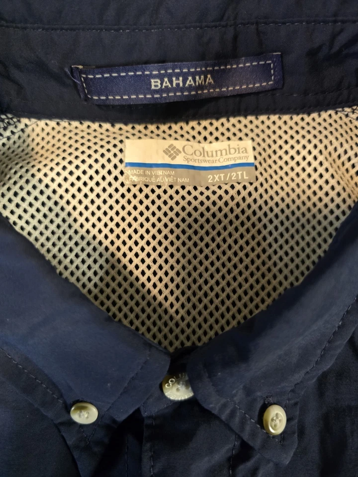 Camisa Columbia PFG Bahama Para Hombre 2XT Azul Omni Tono Ventilada Manga Corta Pesca Foto 2 de 4