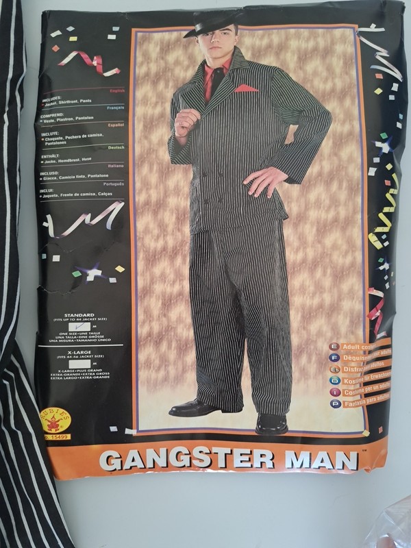 Vintage Gangster Man Halloween Costume Standard Size