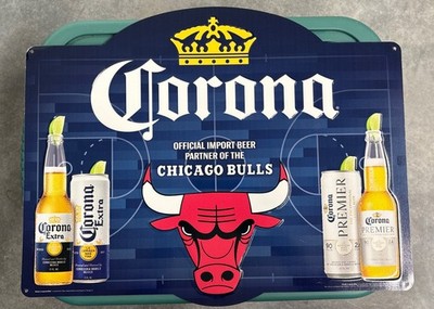 Corona Extra Beer Chicago Bulls Embossed Tin Tacker  20  X 16 