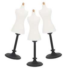 3Pcs White Resin Mini Dress Mannequin Stand for Doll Clothes Display