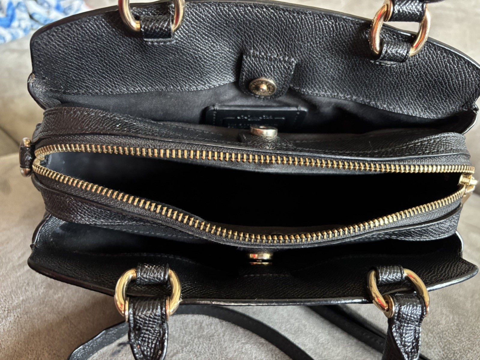 COACH 91146 Mini Lillie Carryall Bag in Crossgrain Leather Purse BLACK