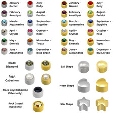 Orecchini caflon orecchio piercing borchie coppia o scatola da 12 pietre nascita oro 24ct argento