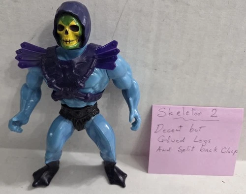 1981 MOTU Skeletor #2 vintage Hard Head Glued Legs Back Armor snap Is split F/sh