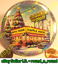 Waffle House JUMBO PIN BUTTON Fast Food Merry Christmas Tree Ornament Cyber Gift
